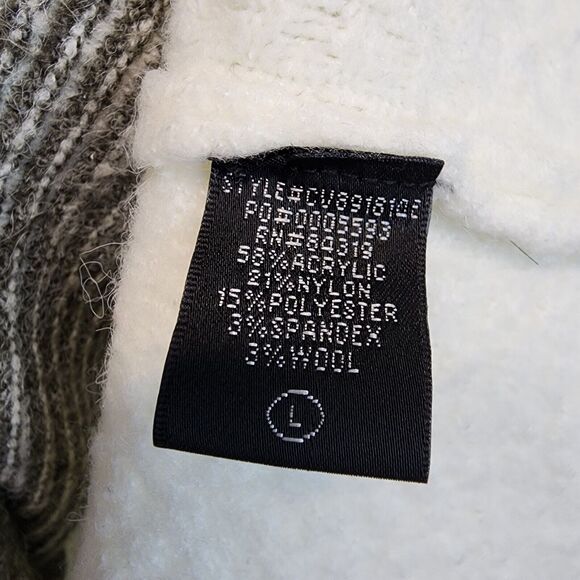 Cyrus Colorblock Mock Neck Sweater Size L Gray Cream Wool Blend Boxy Soft Chic - Picture 13 of 15